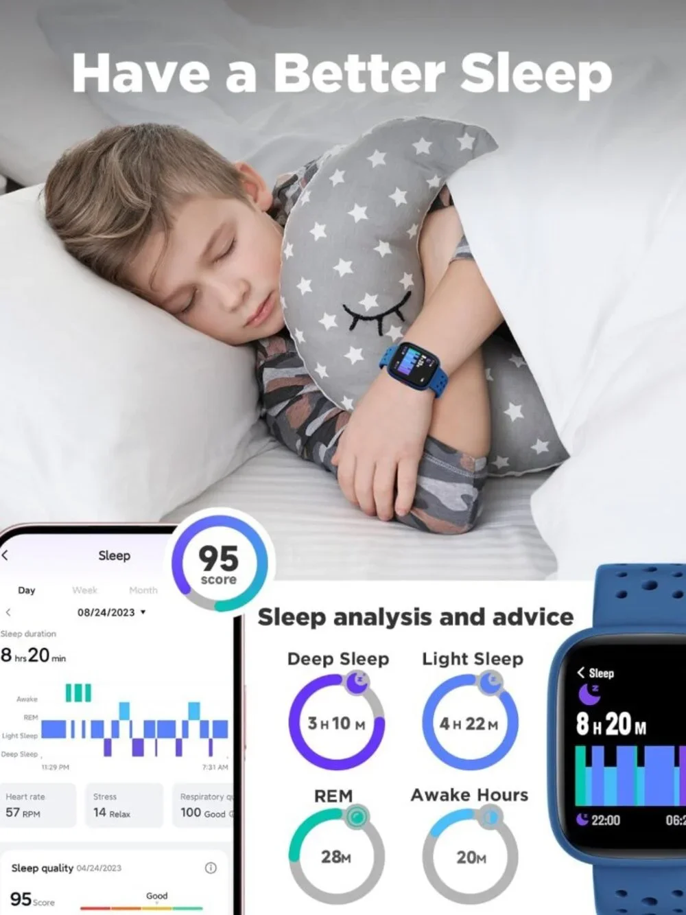 Kids Smart Watch with Fitness Tracker, 1.8” Touch Screen, No Phone Needed